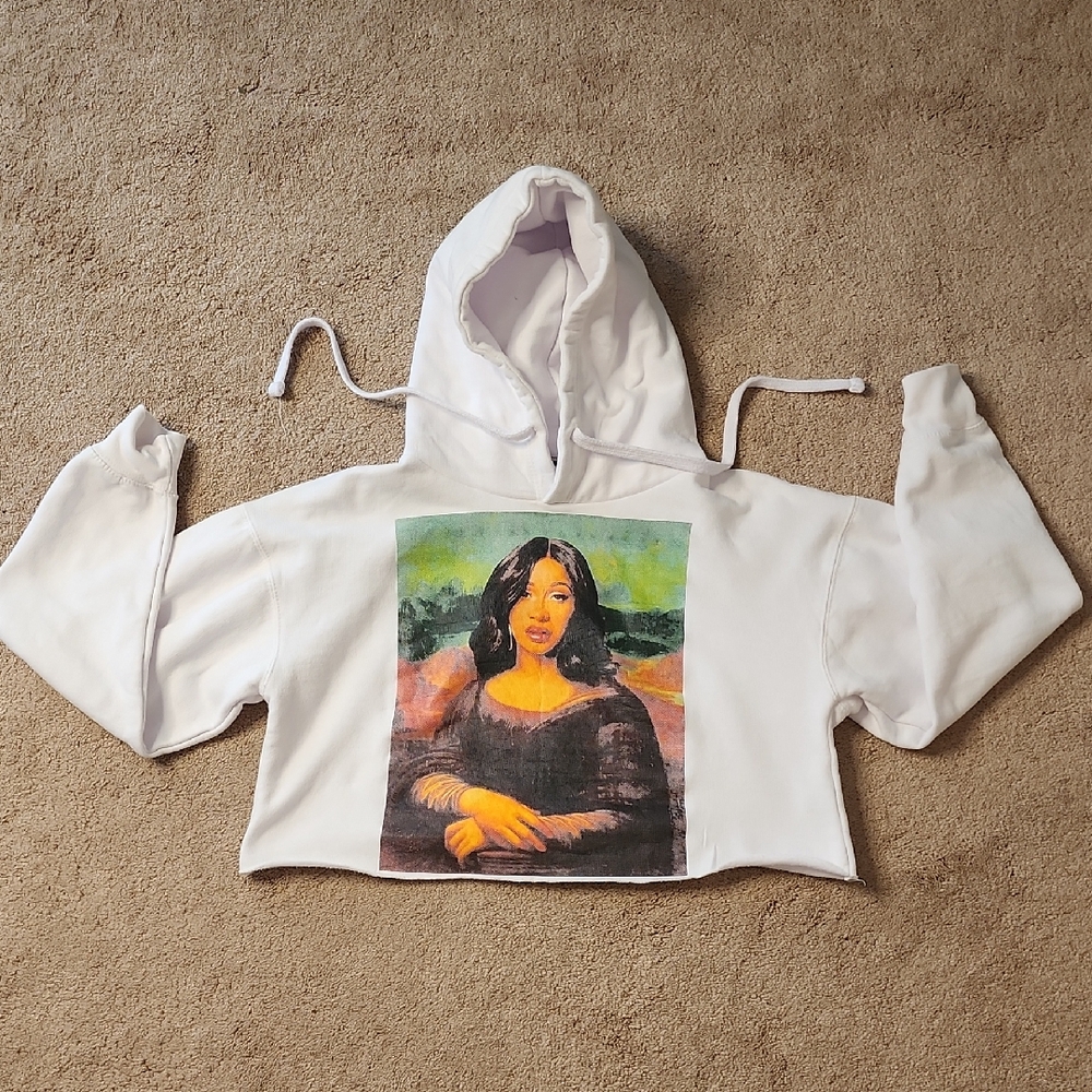 White Cardi B crop top Sweatshirt